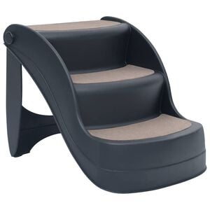 vidaXL Escalier pliable &agrave; 3 marches pour chiens Gris fonc&eacute;