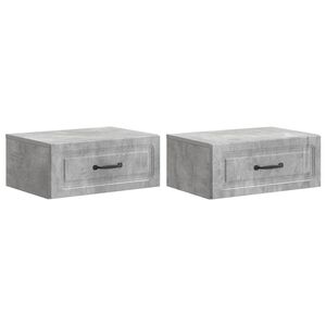 vidaXL Cabinet de chevet mural 2 pcs Gris b&eacute;ton 49 x 34,5 x 20 cm