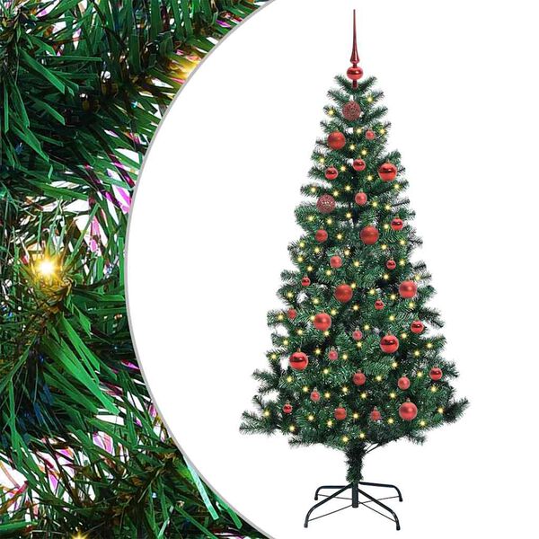 vidaXL Sapin de No&euml;l artificiel pr&eacute;-&eacute;clair&eacute; Vert 150 cm PVC et m&eacute;tal