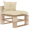 vidaXL Canap&eacute; palette de milieu de jardin avec coussins cr&egrave;me bois