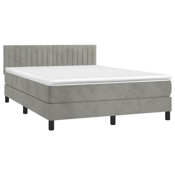 vidaXL Sommier &agrave; lattes de lit avec matelas LED Gris clair 140x190 cm