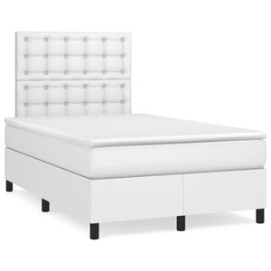 vidaXL Sommier &agrave; lattes de lit avec matelas Blanc 120x200cm Similicuir