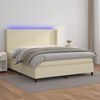 vidaXL Sommier &agrave; lattes de lit matelas LED Cr&egrave;me 180x200 cm Similicuir