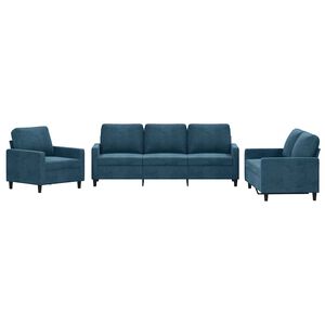 vidaXL Ensemble de canap&eacute;s 3 pcs avec coussins Bleu Velours