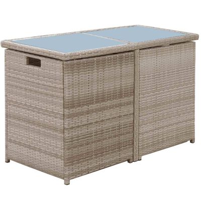 vidaXL Ensemble de bistro 3 pcs avec coussins résine tressée beige