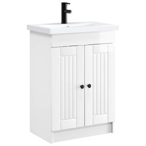 vidaXL Ensemble de mobilier de salle de bain Blanc brillant