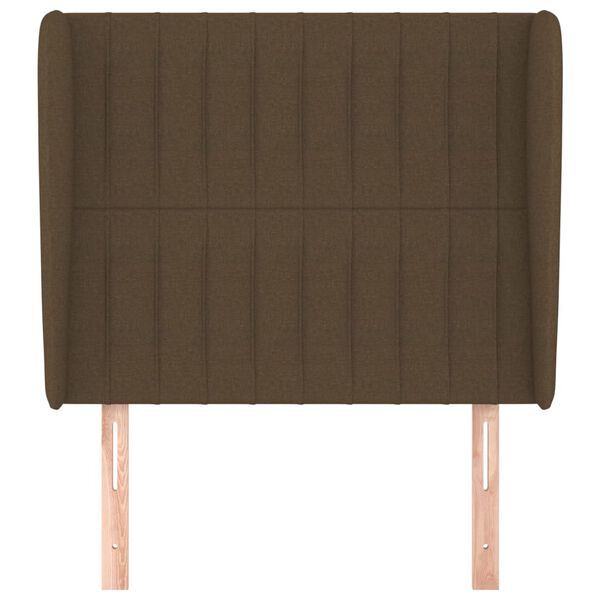 vidaXL T&ecirc;te de lit avec oreilles Marron fonc&eacute; 83x23x118/128 cm Tissu
