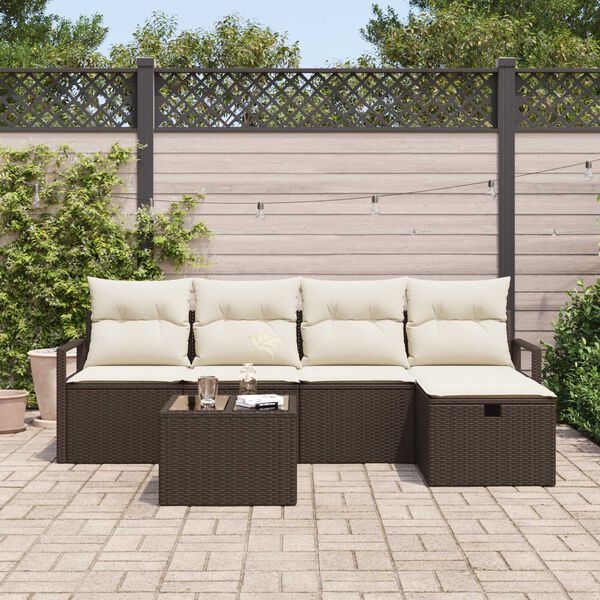 vidaXL Ensemble de canap&eacute; de jardin 6 pcs Marron Poly rotin