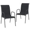 vidaXL Chaises de jardin lot de 2 Acier et textil&egrave;ne Noir