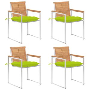 vidaXL Chaises de jardin lot de 4 avec coussins Bois de teck massif