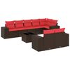 vidaXL Ensemble de canap&eacute; de jardin 9 pcs avec coussins marron r&eacute;sine tress&eacute;e