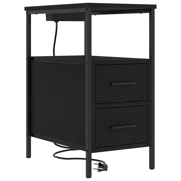 vidaXL Cabinet de chevet Ch&ecirc;ne noir 30 x 48 x 61 cm Bois d'ing&eacute;nierie