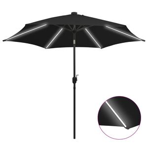 vidaXL Parasol de jardin avec lumi&egrave;res LED et m&acirc;t en aluminium noir