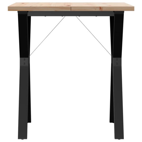 vidaXL Table à manger cadre en Y 70x70x75,5cm bois de pin massif acier