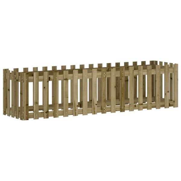 vidaXL Lit sur&eacute;lev&eacute; de jardin design de cl&ocirc;ture bois de pin impr&eacute;gn&eacute;