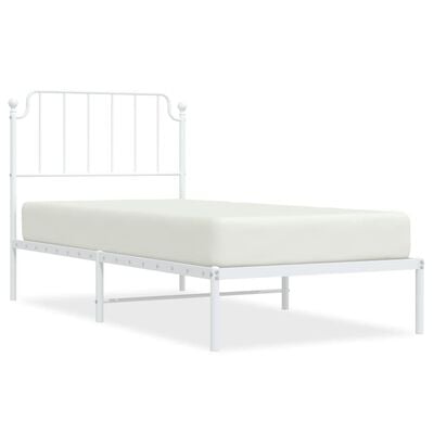 vidaXL Cadre de lit métal sans matelas avec tête de lit blanc 90x200cm