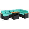 vidaXL Salon de jardin 9 pcs avec coussins noir r&eacute;sine tress&eacute;e
