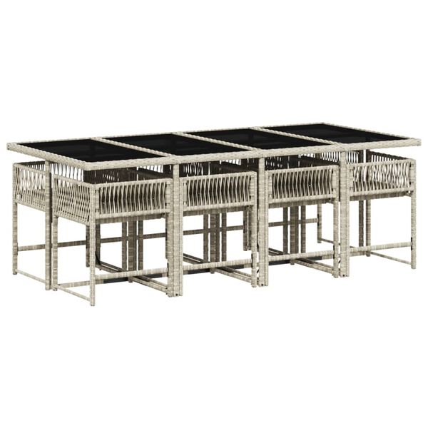 vidaXL Ensemble &agrave; manger de jardin et coussins 9 pcs gris clair rotin