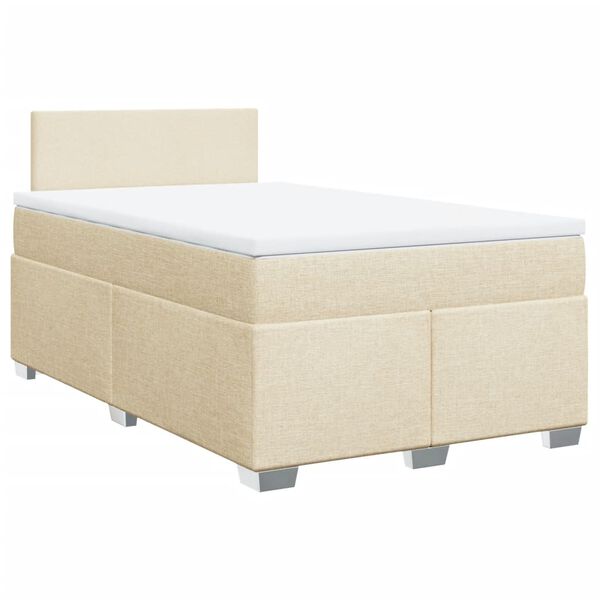 vidaXL Sommier &agrave; lattes de lit avec matelas Cr&egrave;me 120x200 cm Tissu