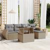 vidaXL Salon de jardin avec coussins 6 pcs beige r&eacute;sine tress&eacute;e