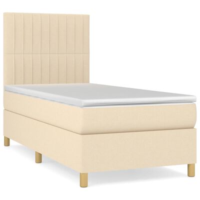 vidaXL Sommier à lattes de lit avec matelas Crème 90x200 cm Tissu