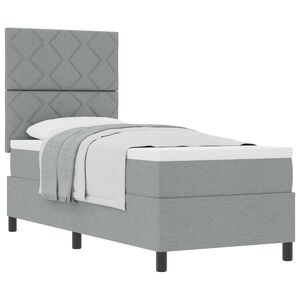 vidaXL Lit &agrave; ressorts avec t&ecirc;te de lit Gris clair 80 x 200 cm tissu