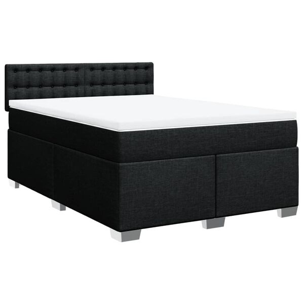 vidaXL Sommier &agrave; lattes de lit avec matelas Noir 140x190 cm Tissu