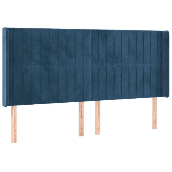 vidaXL T&ecirc;te de lit &agrave; LED Bleu fonc&eacute; 183x16x118/128 cm Velours