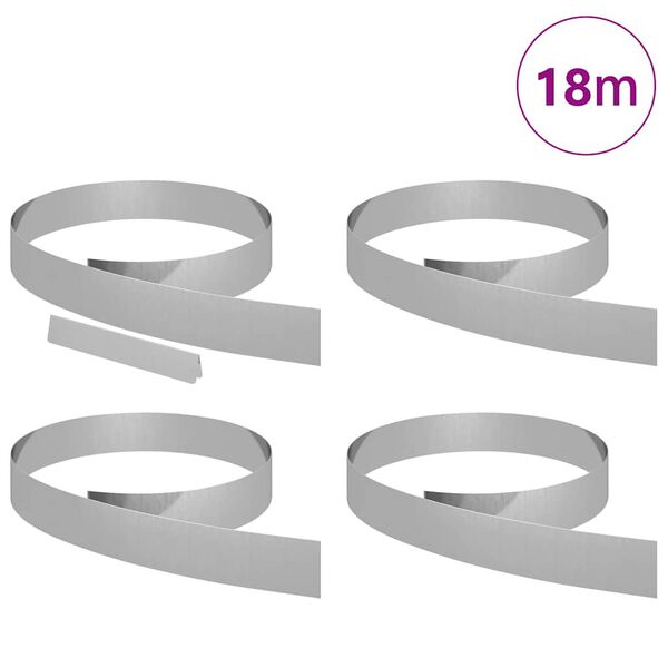 vidaXL Bordure de Pelouse 4 pcs Argent 450 x 0,05 x 15 cm
