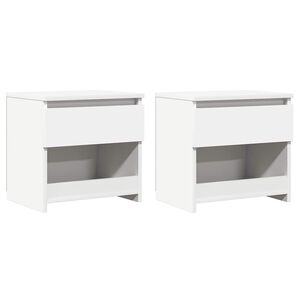 vidaXL Tables de chevet 2 pcs Blanc 40x30x39 cm Agglom&eacute;r&eacute;