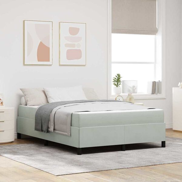 vidaXL Cadre de lit avec matelas Gris clair 140 x 190 cm tissu