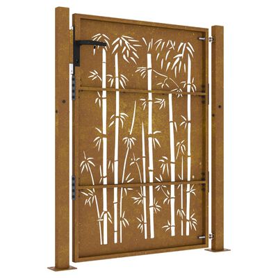 vidaXL Portail de jardin 105x155 cm acier corten design de bambou