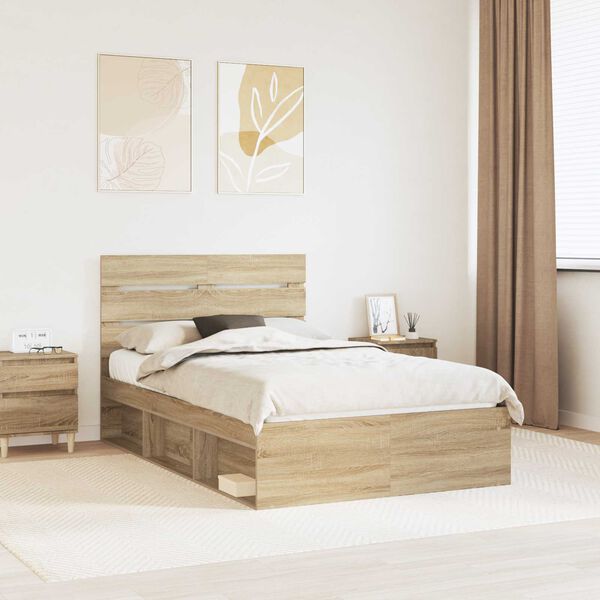 vidaXL Cadre de lit Sonoma 120 x 190 cm Bois de pin massif