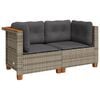 vidaXL Canap&eacute;s d'angle de jardin et coussins 2 pcs gris r&eacute;sine tress&eacute;e