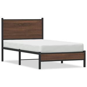vidaXL Cadre de lit en m&eacute;tal sans matelas ch&ecirc;ne marron 90x200 cm