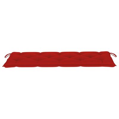 vidaXL Banc Batavia avec coussin rouge 150 cm Bois de teck massif