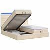 vidaXL Lit coffre avec matelas et LED Cr&egrave;me 180 x 200 cm Tissu