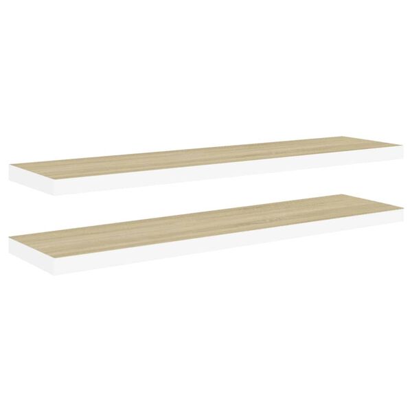 vidaXL Étagères flottantes 2 pcs Chêne et blanc 90x23,5x3,8 cm MDF
