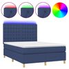 vidaXL Sommier &agrave; lattes de lit et matelas et LED Bleu 140x190 cm Tissu