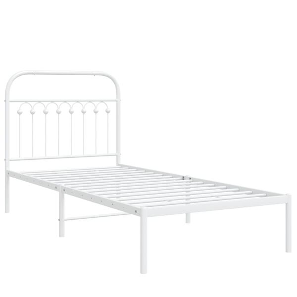 vidaXL Cadre de lit m&eacute;tal sans matelas avec t&ecirc;te de lit blanc 90x200cm