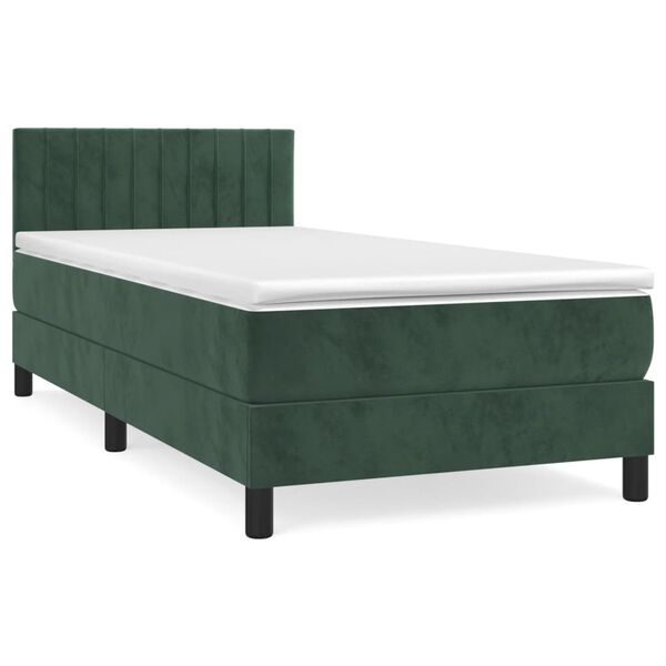 vidaXL Sommier &agrave; lattes de lit et matelas Vert fonc&eacute; 80x200 cm Velours
