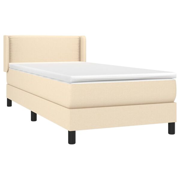 vidaXL Sommier &agrave; lattes de lit avec matelas Cr&egrave;me 90x200 cm Tissu