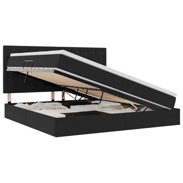 vidaXL Lit avec rangement et LED avec LED Noir 200 x 200 cm Velours