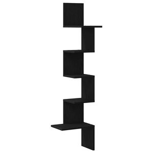 vidaXL &Eacute;tag&egrave;re d'angle murale noir 32x32x127,5 cm bois d'ing&eacute;nierie