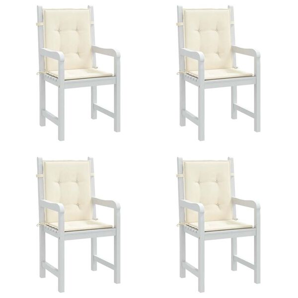 vidaXL Coussins de chaise de jardin &agrave; dossier bas lot de 4 cr&egrave;me