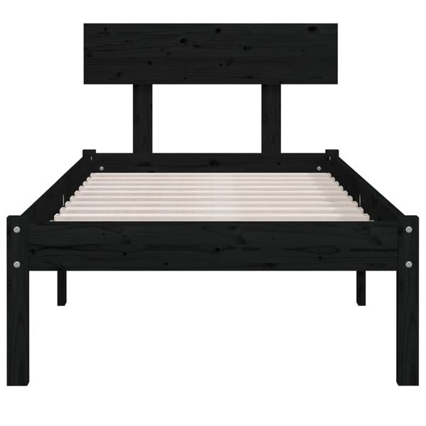 vidaXL Cadre de lit sans matelas noir bois massif 100x200 cm