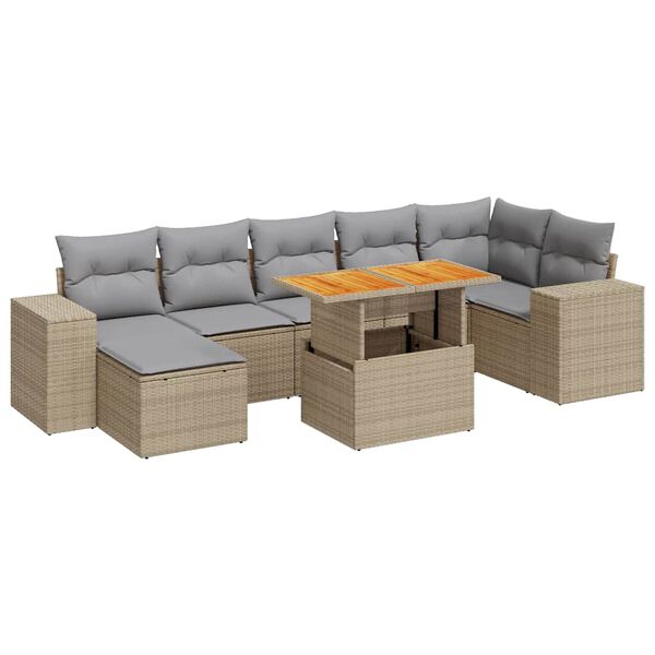 vidaXL Salon de jardin avec coussins 8 pcs beige résine tressée