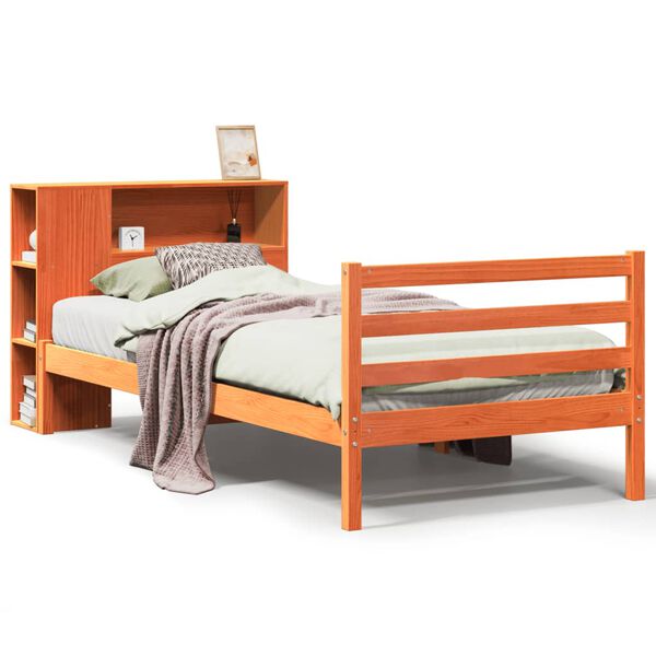 vidaXL Lit biblioth&egrave;que sans matelas cire marron 75x190 cm bois massif