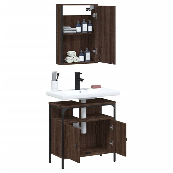 vidaXL Ensemble de meubles de salle de bain 2 pcs Ch&ecirc;ne marron