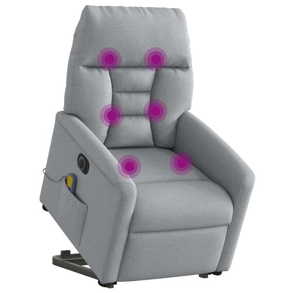 vidaXL Fauteuil inclinable de massage &eacute;lectrique Gris clair Tissu